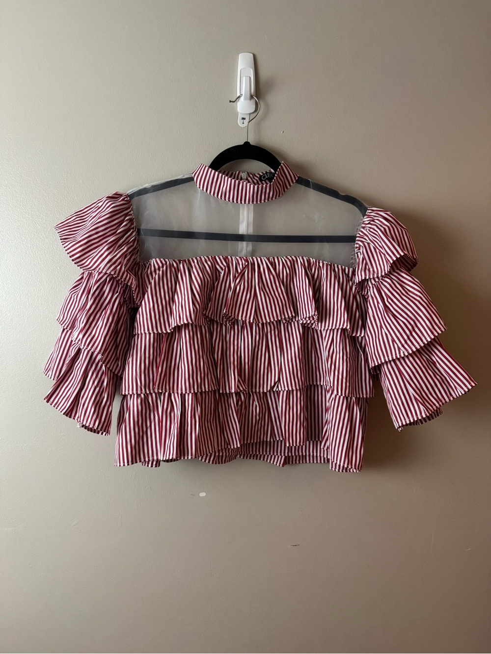 CLEO Apparel Striped Tiered Ruffle Top Small